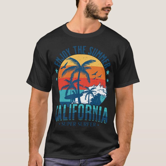 Camiseta disfrute del surfista de verano california (Anverso)