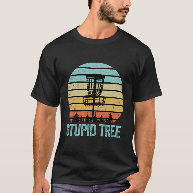 Camiseta Disk Golf Shirny Funny Stupid Tree Retro Disc Golf (Anverso)
