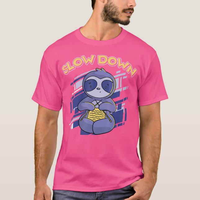 Camiseta Disminuye el Ritmo Funny Sloth Amante del Tejido (Anverso)