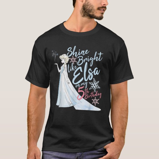 Camiseta Disney Frozen Elsa Shine Brilló En Mi Quinto Cumpl (Anverso)
