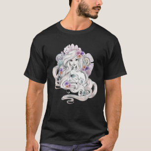 Camiseta Disney La Sirenita Ariel Acuarela Floral 
