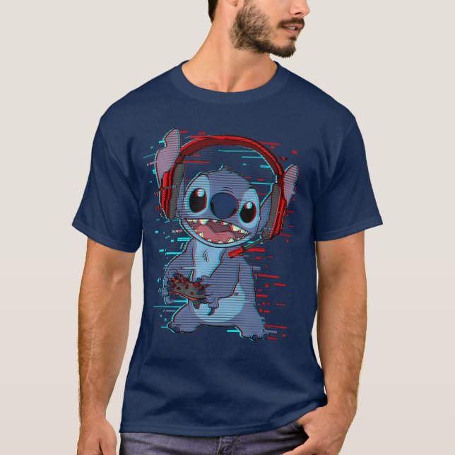Camiseta Disney Lilo Stitch Gamer Glitch Headset and Contro (Anverso)