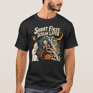 Camiseta Dispara Primero Grita Después Divertido Fotógrafo 