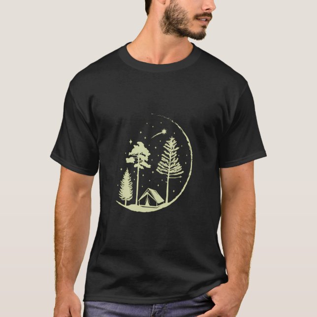 Camiseta Disparando Estrellas Y Árboles Círculo Naturaleza  (Anverso)