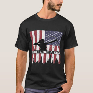 Camiseta Disparo Como Una Bandera Chica Cazando Tiro Con Ar
