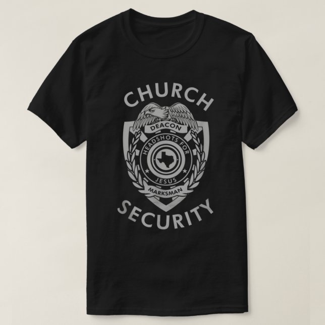 Camiseta Disparos De Seguridad De La Iglesia Para Jesús (Diseño del anverso)