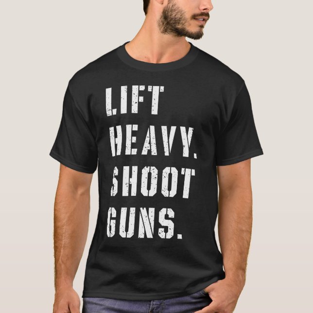 Camiseta Disparos pesados por elevador entrenamiento Fitnes (Anverso)