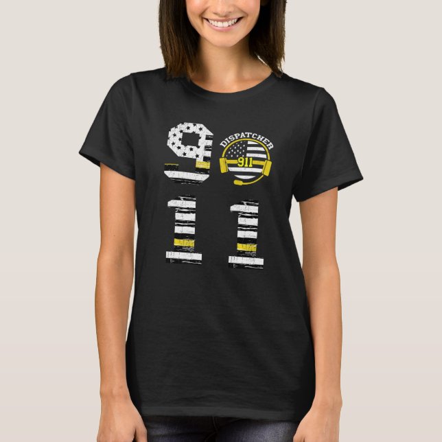Camiseta Dispatcher 911 Operator Thin Yellow Line Love Disp (Anverso)