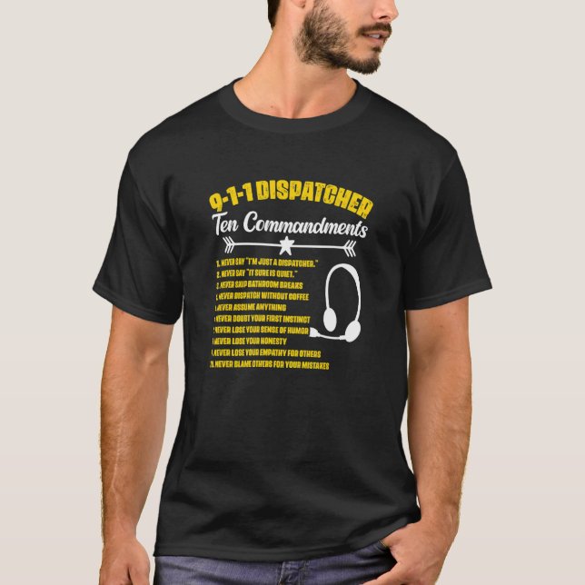 Camiseta Dispatcher Commandments Responder Dispatch 911 Dis (Anverso)