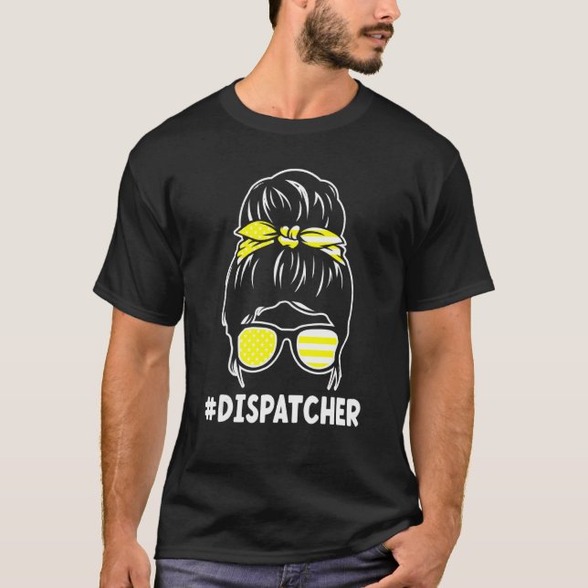 Camiseta Dispatcher Con Un Complicado Operador Bun 911 (Anverso)