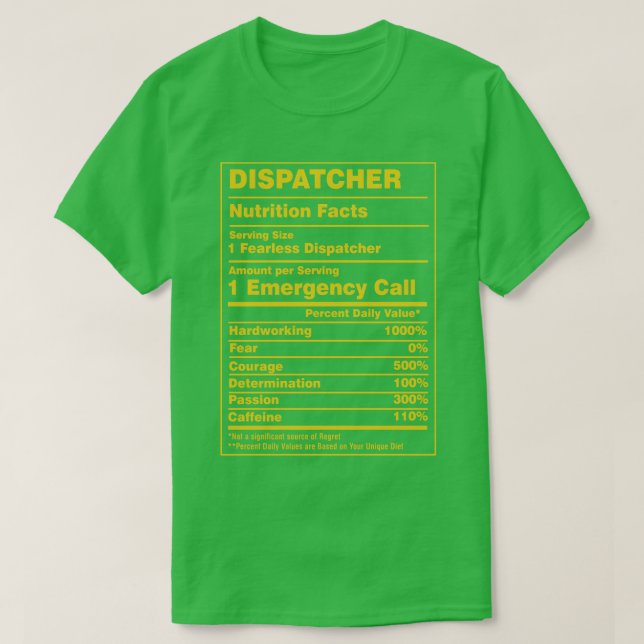 Camiseta Dispatcher de datos sobre nutrición (Diseño del anverso)