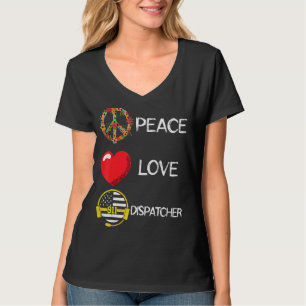 Camiseta Dispatcher Love Peace Dispatcher Heart Flower 911