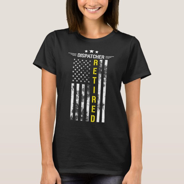 Camiseta Dispatcher retirada para hombres 911 bandera de EE (Anverso)