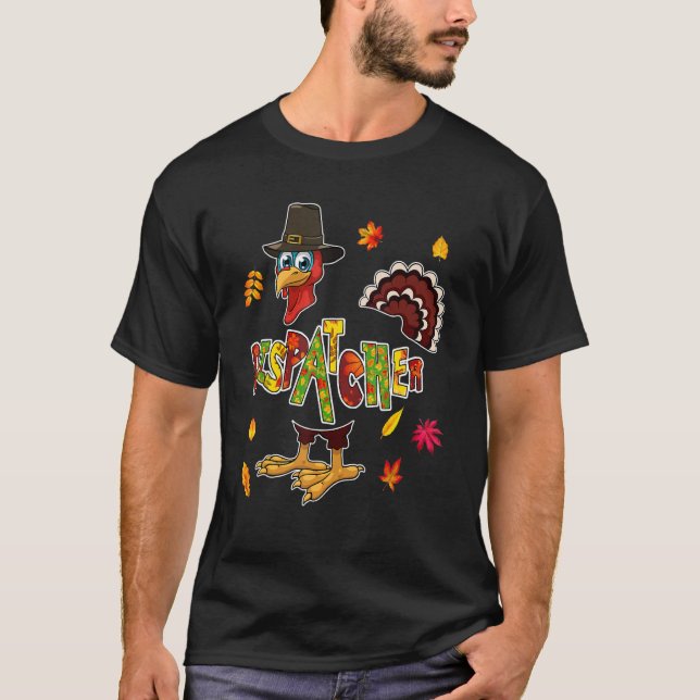 Camiseta Dispatcher Thankending Turkey vestido con Gorra Ca (Anverso)