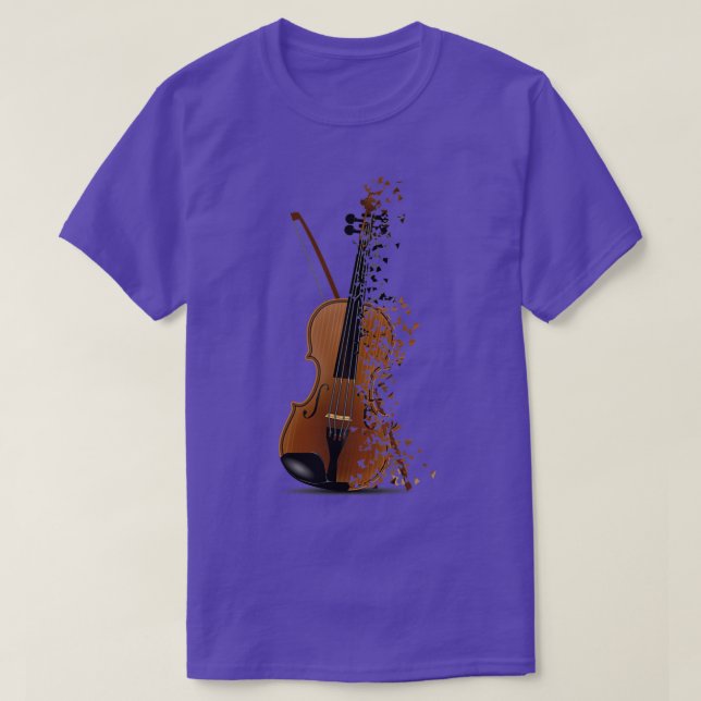 Camiseta Dispersión Arte de acuarela de violín (Diseño del anverso)