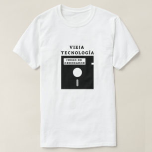 Camiseta disquetes antiguos y texto español: vieja tecnolog