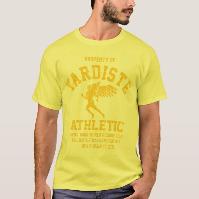 Camiseta dist con alas yardiste del amarillo del corredor (Anverso)