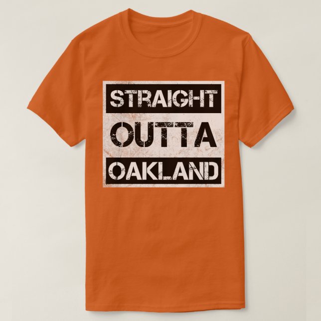 Camiseta Distancia de cosecha directa fuera de Oakland Cali (Diseño del anverso)