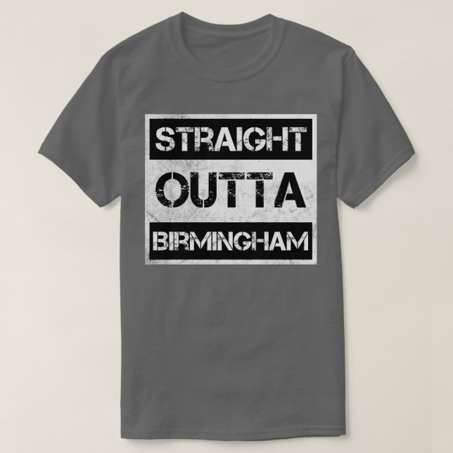 Camiseta Distancia directa fuera de Birmingham Alabama (Diseño del anverso)