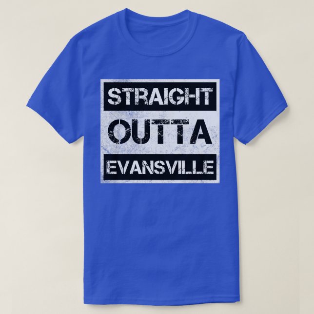 Camiseta Distancia directa fuera de Evansville Indiana (Diseño del anverso)