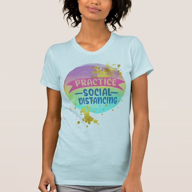 Camiseta Distancia social - Esfera acuarela - Fleces de oro (Anverso)