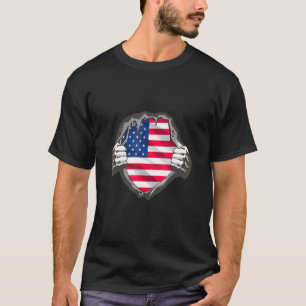 Camiseta Distinguida Bandera De Ee.Uu. Chest America Manos 