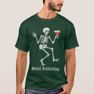 Camiseta Distorsiones Sociales de Mujeres Esqueleto Fiesta