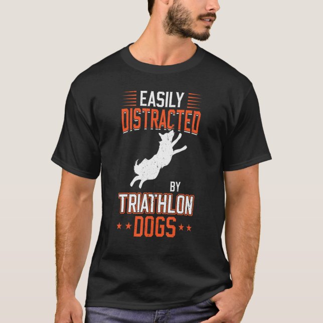 Camiseta Distracción Fácil De Los Perros De Triatlón Buceo (Anverso)