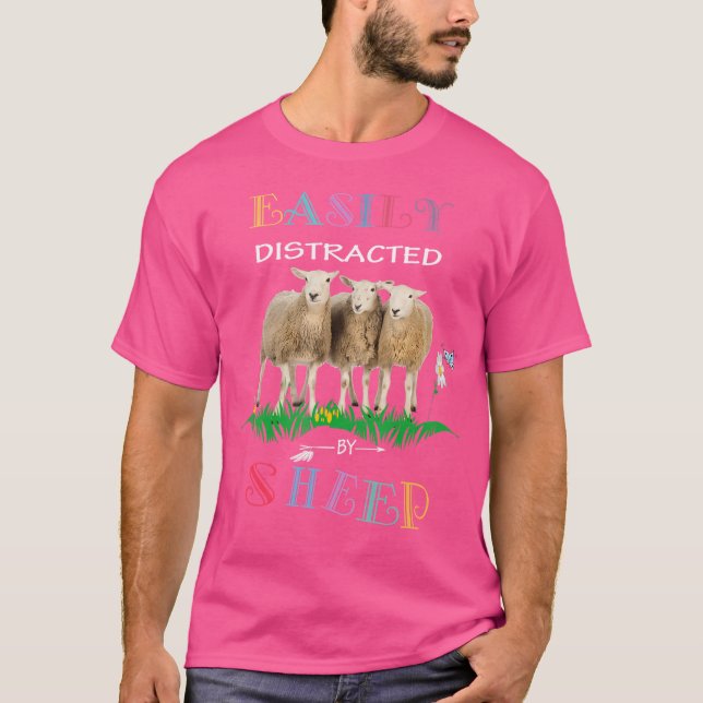Camiseta Distracción Fácil De Ovejas Para Amantes De Ovejas (Anverso)
