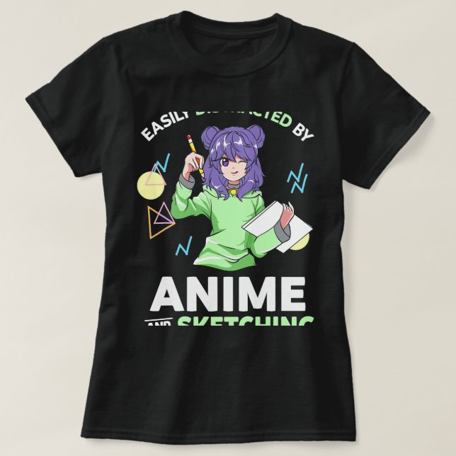 Camiseta Distracción fácil por Anime y Esbozo Anime Tee (Diseño del anverso)