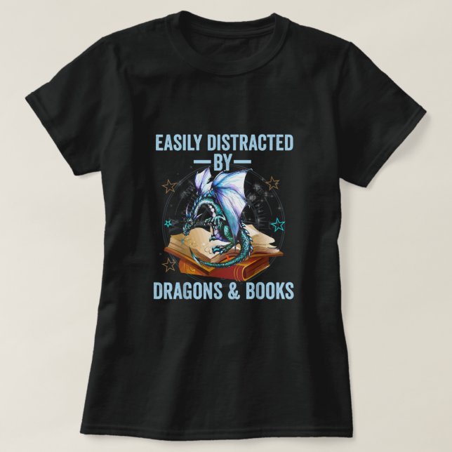 Camiseta Distracción fácil por dragones y libros niños homb (Diseño del anverso)