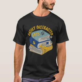 Camiseta Distracción fácil por gatos y libros