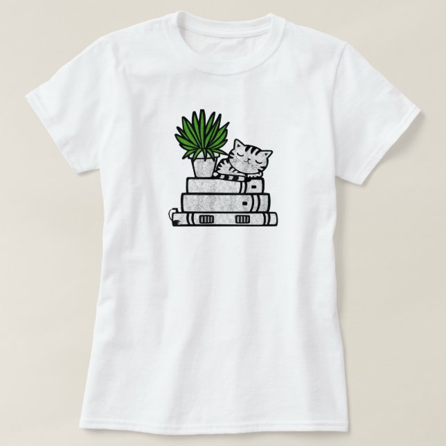 Camiseta Distracción fácil por gatos y libros | Amantes del (Diseño del anverso)