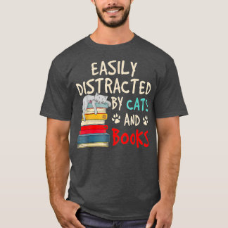 Camiseta Distracción fácil por gatos y libros - amor al lib