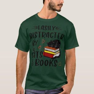 Camiseta Distracción fácil por gatos y librosAmante del lib