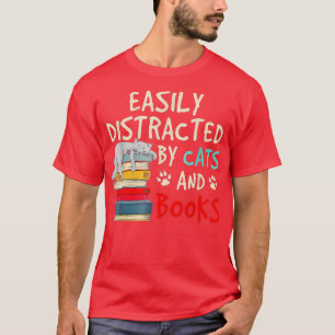 Camiseta Distracción fácil por gatos y librosAmante del lib