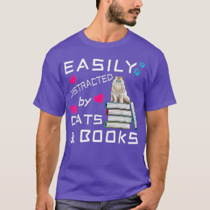 Camiseta Distracción fácil por gatos y librosAmante del lib