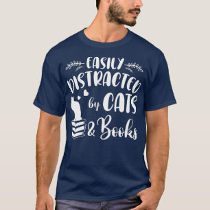 Camiseta Distracción fácil por gatos y librosAmante del lib