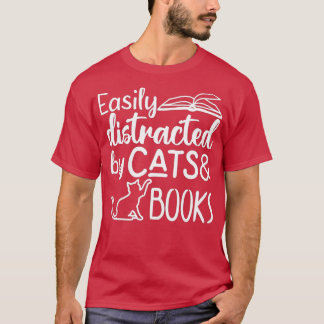 Camiseta Distracción fácil por gatos y librosAmante del lib