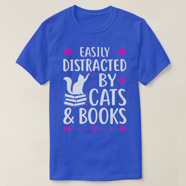 Camiseta Distracción fácil por gatos y librosCute libro de  (Diseño del anverso)