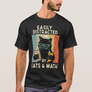 Camiseta Distracción Fácil Por Gatos Y Math Teac