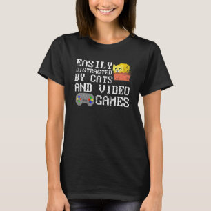 Camiseta Distracción fácil por gatos y videojuegos retro 8