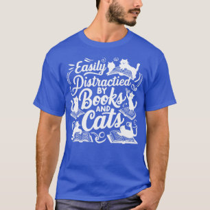 Camiseta Distracción fácil por libros y gatos