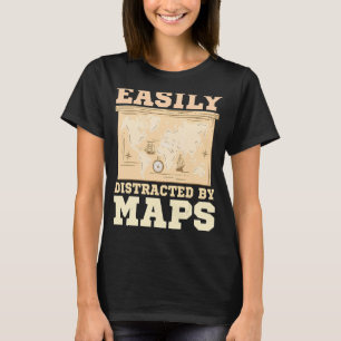 Camiseta Distracción fácil por mapas geográficos 1