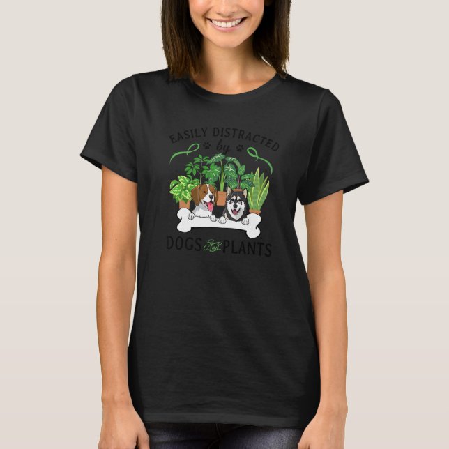 Camiseta Distracción Fácil Por Perros Y Plantas    Perro Pe (Anverso)