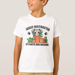 Camiseta Distracción Fácil Por Plantas Y Racoons Dulce