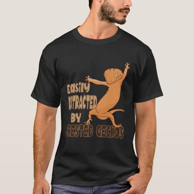 Camiseta Distracted by Crested Geckos Cute Reptile Lizards (Anverso)