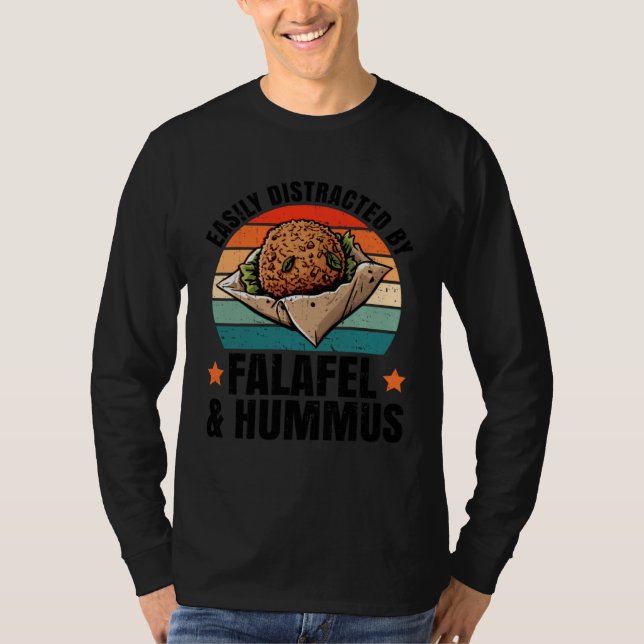 Camiseta Distracted by Falafe and Hummus Levantine Food Che (Anverso)