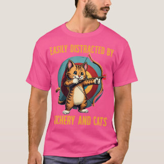 Camiseta Distrado Fácilmente Por Arquero Y Gatos Graciosos 
