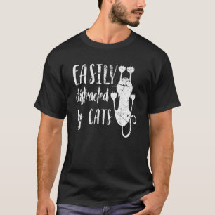 Camiseta Distrado Fácilmente Por Gato Gatos